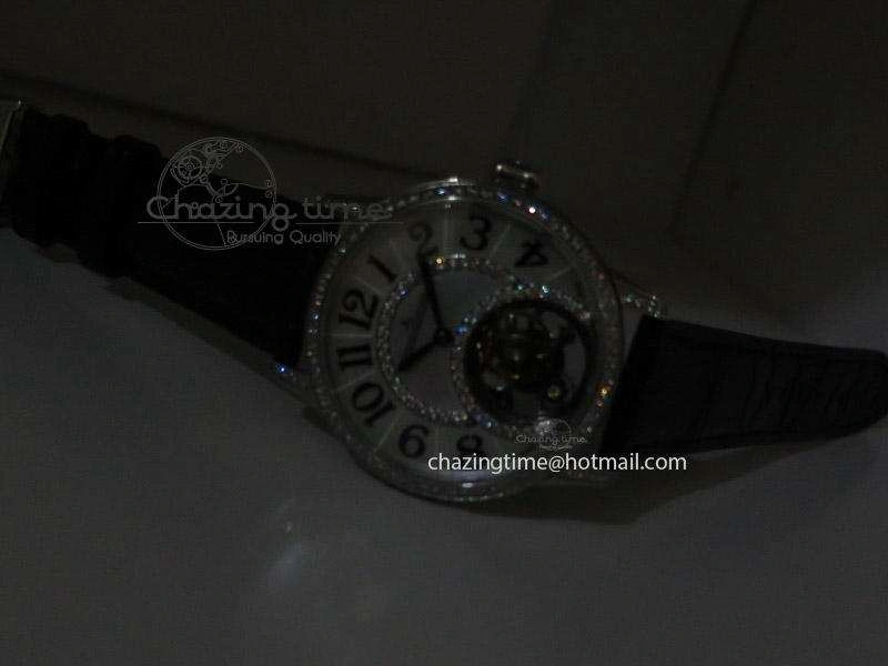 Rendez-Vous Ladies SS White MOP Dial Tourbillon on Black Alligator Leather Refined 7509