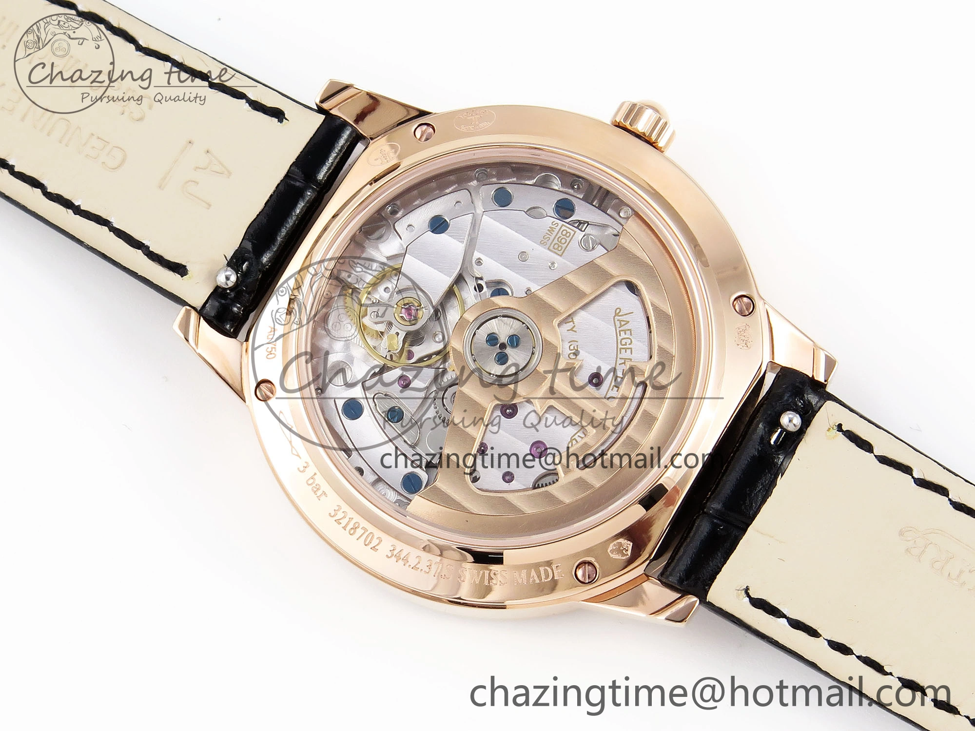 Rendez-Vous Night & Day RG APSF 1:1 Best Edition White Textured Dial Diamonds Bezel on Black Leather Strap A Lightweight 7416