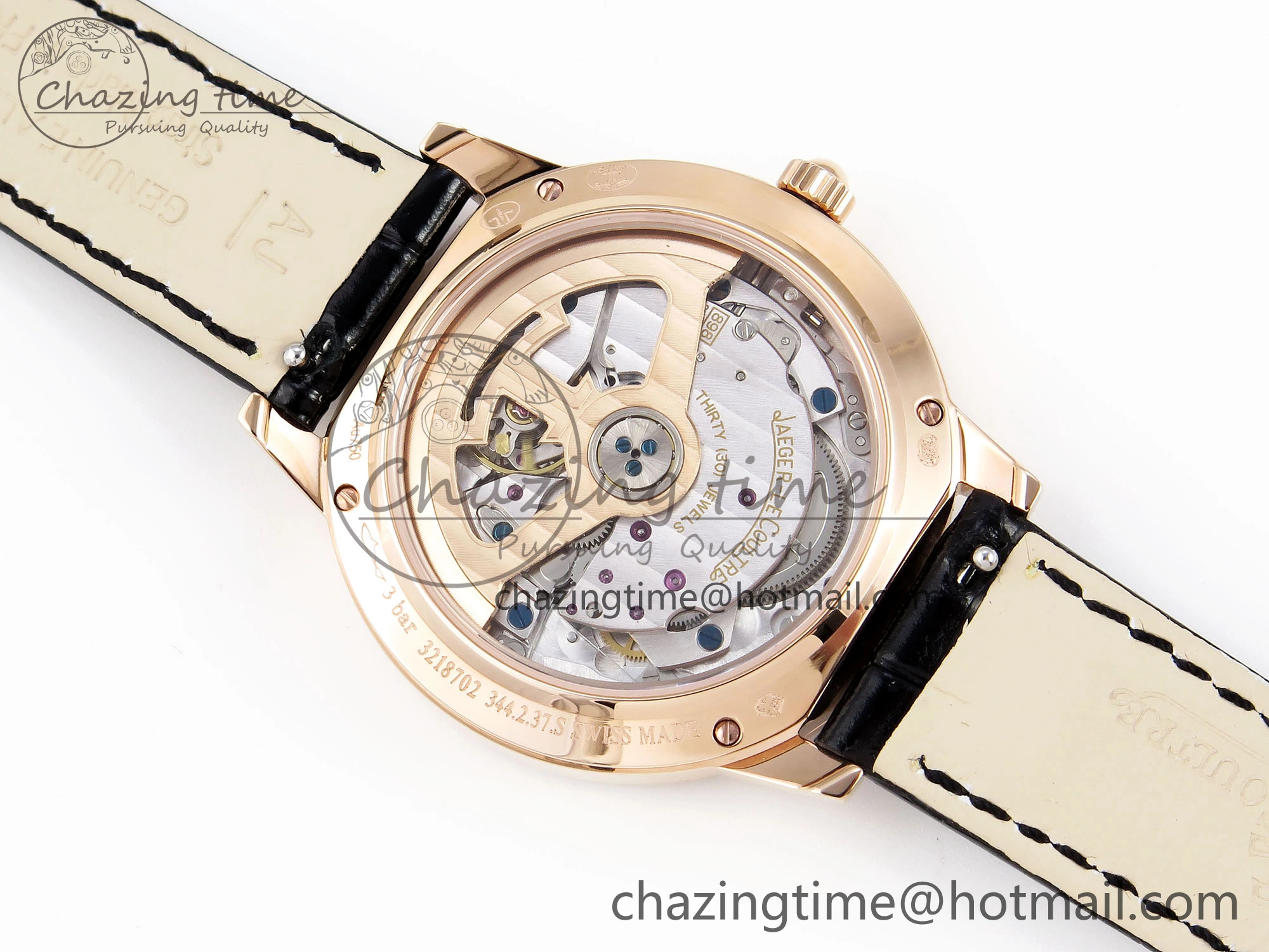 Rendez-Vous Night & Day RG APSF 1:1 Best Edition White Textured Dial Diamonds Bezel on Black Leather Strap A Lightweight 7416