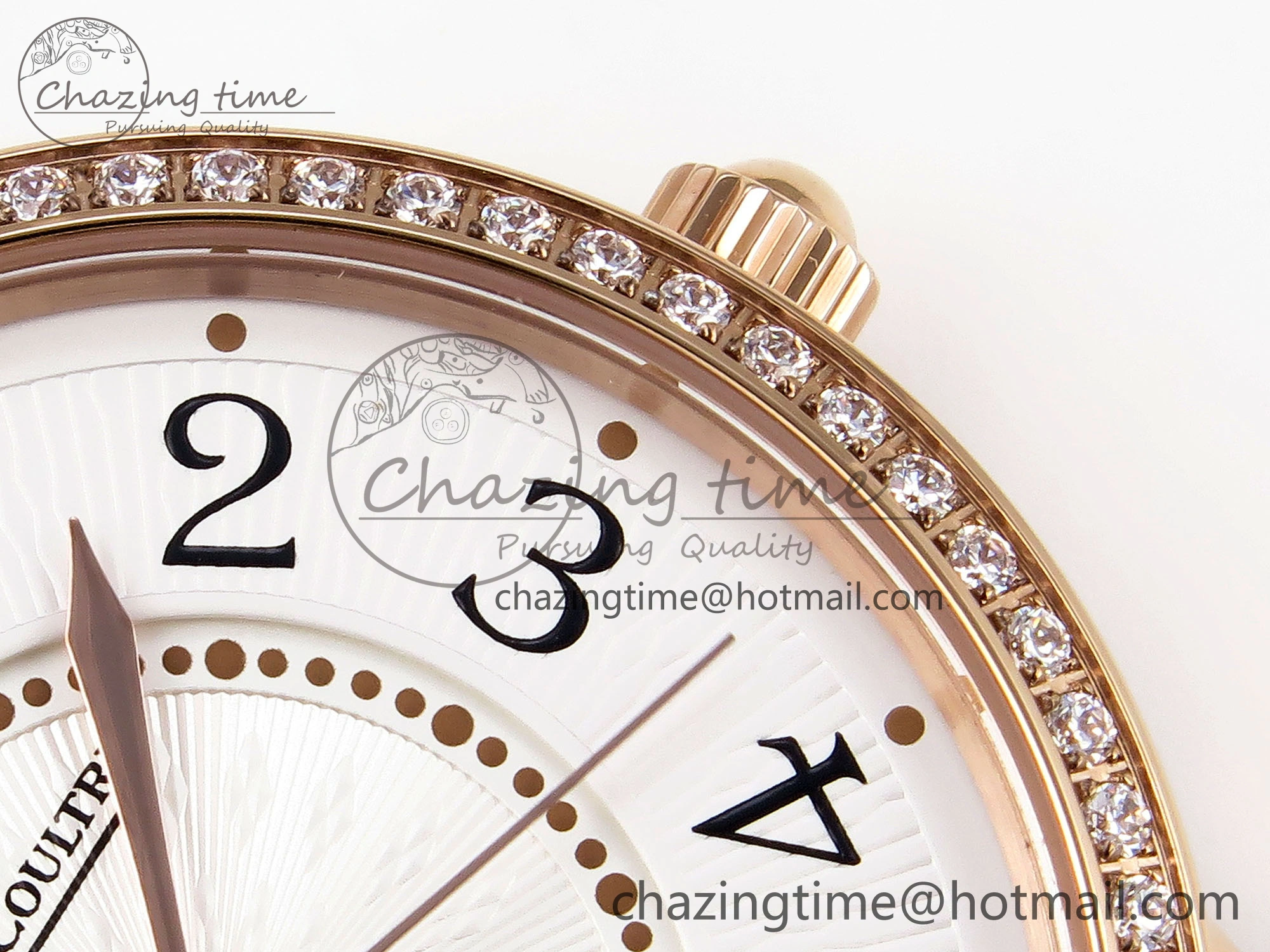Rendez-Vous Night & Day RG APSF 1:1 Best Edition White Textured Dial Diamonds Bezel on Black Leather Strap A Lightweight 7416
