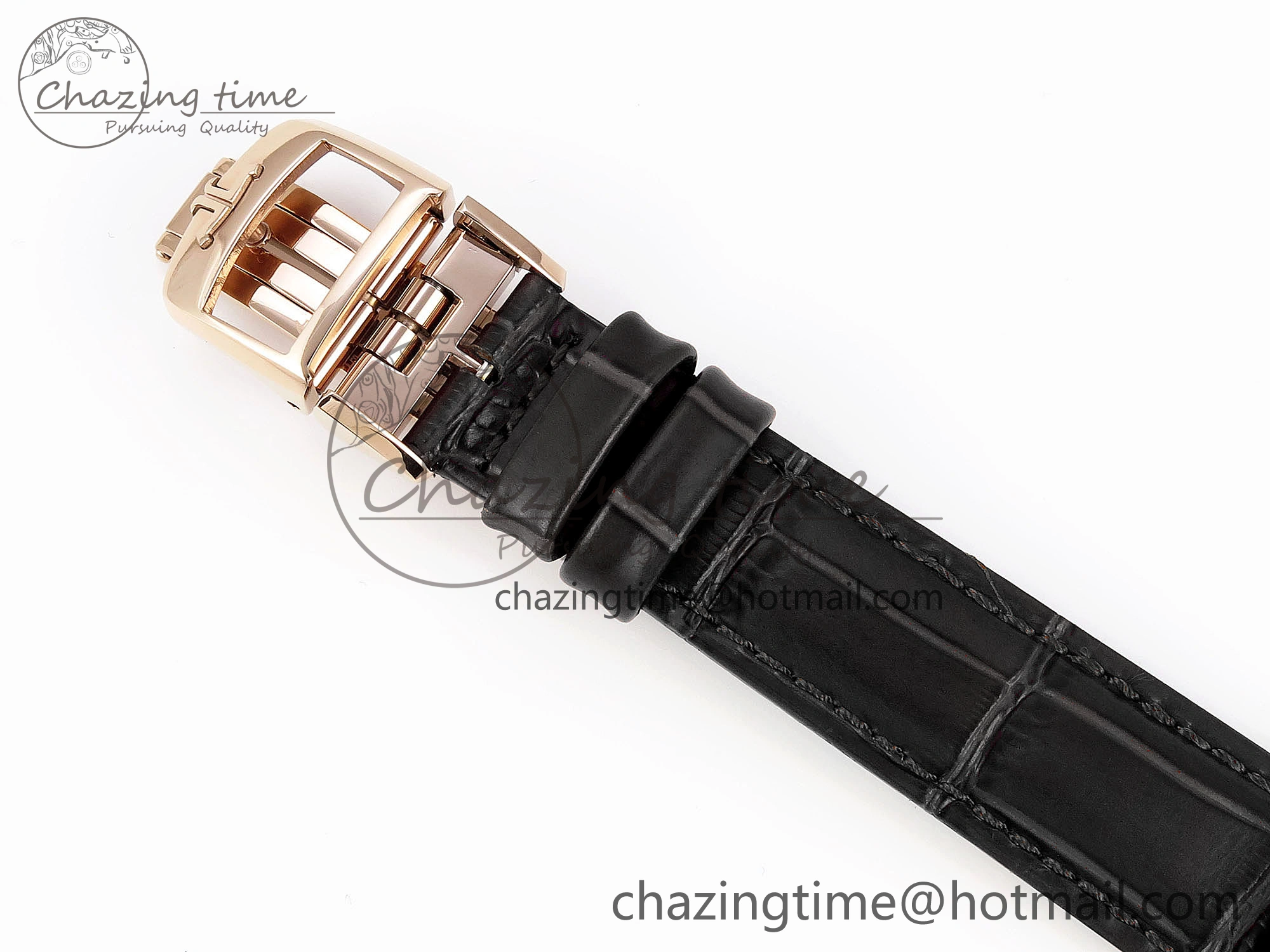 Rendez-Vous Night & Day RG APSF 1:1 Best Edition White Textured Dial Diamonds Bezel on Black Leather Strap A Lightweight 7416