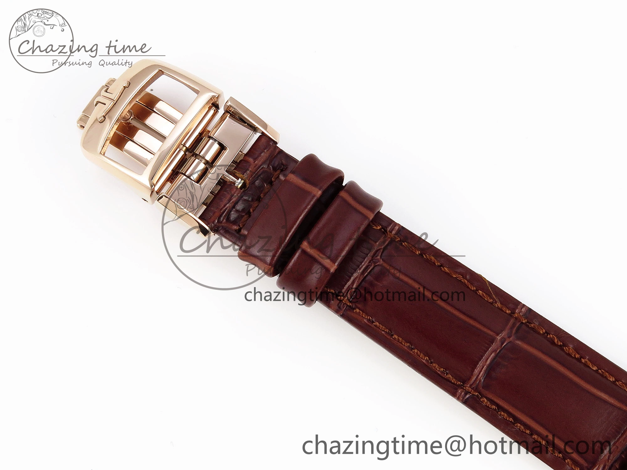Rendez-Vous Night & Day RG APSF 1:1 Best Edition White Textured Dial Diamonds Bezel on Brown Leather Strap A ZeroBulk 10123