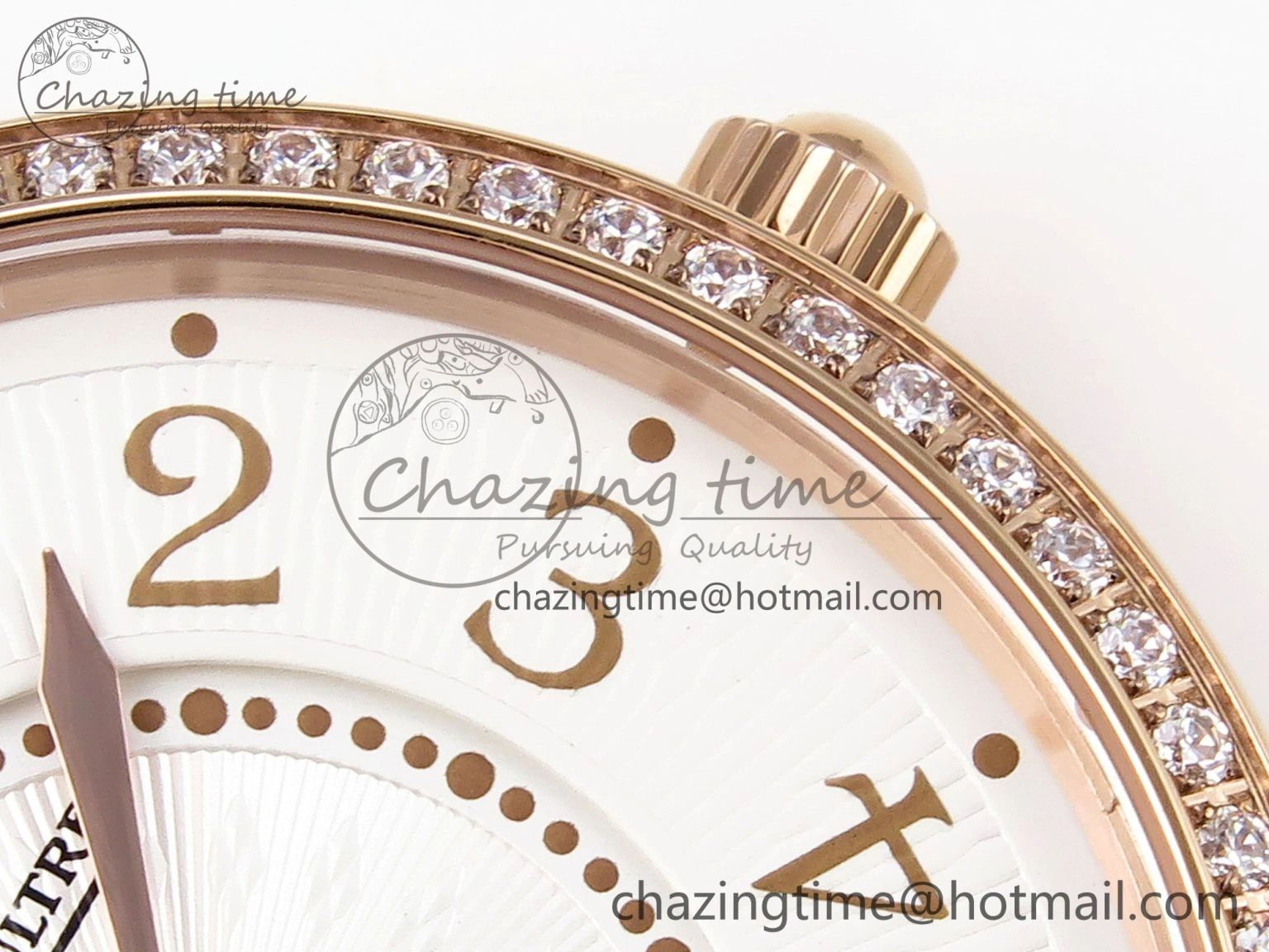 Rendez-Vous Night & Day RG APSF 1:1 Best Edition White Textured Dial Diamonds Bezel on Brown Leather Strap A ZeroBulk 10123