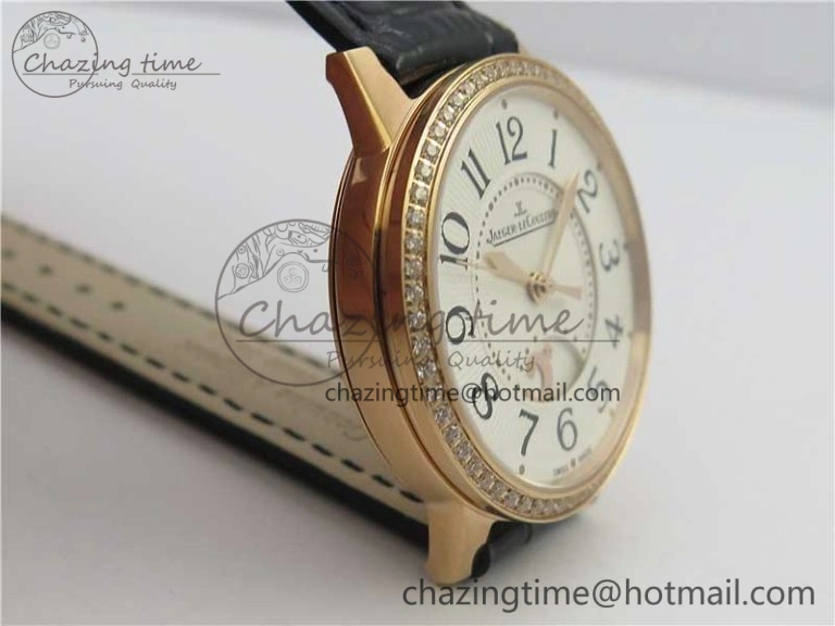 Rendez-Vous Night & Day RG ZF 1:1 Best Edition White Dial Black Markers Diamonds Bezel on Black Leather Strap A Contemporary 7455
