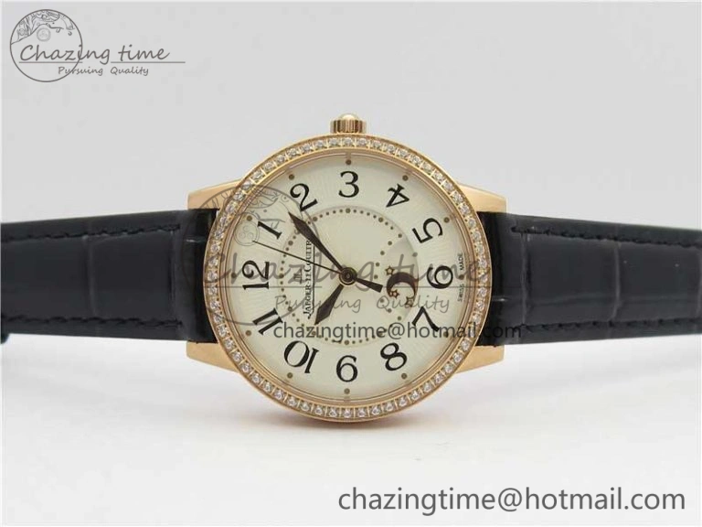Rendez-Vous Night & Day RG ZF 1:1 Best Edition White Dial Black Markers Diamonds Bezel on Black Leather Strap A Contemporary 7455