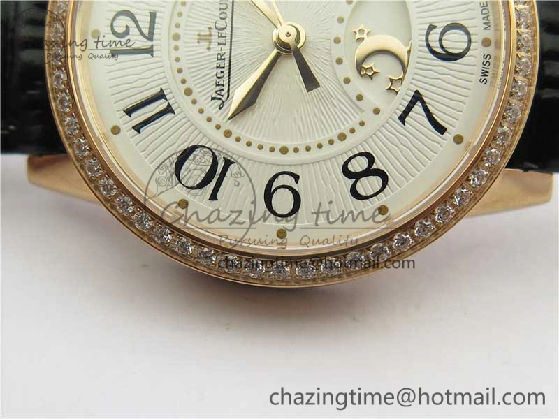 Rendez-Vous Night & Day RG ZF 1:1 Best Edition White Dial Black Markers Diamonds Bezel on Black Leather Strap A Contemporary 7455