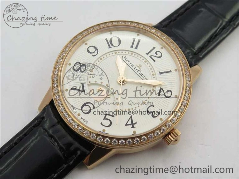 Rendez-Vous Night & Day RG ZF 1:1 Best Edition White Dial Black Markers Diamonds Bezel on Black Leather Strap A Contemporary 7455