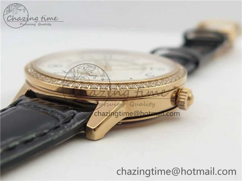 Rendez-Vous Night & Day RG ZF 1:1 Best Edition White Dial Black Markers Diamonds Bezel on Black Leather Strap A Contemporary 7455