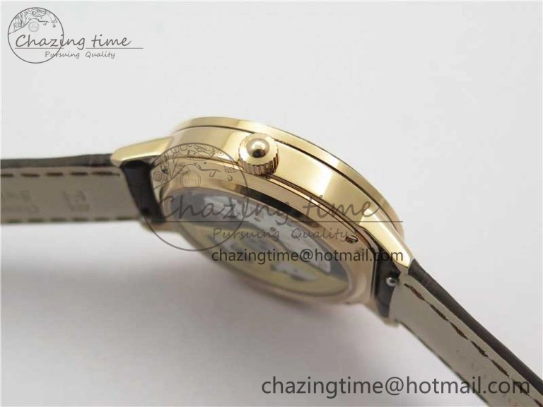 Rendez-Vous Night & Day RG ZF 1:1 Best Edition White Textured Dial Diamonds Bezel on Brown Leather Strap A Refined 7443