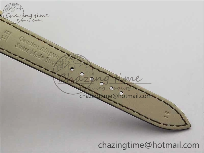 Rendez-Vous Night & Day RG ZF 1:1 Best Edition White Textured Dial Diamonds Bezel on Brown Leather Strap A Refined 7443