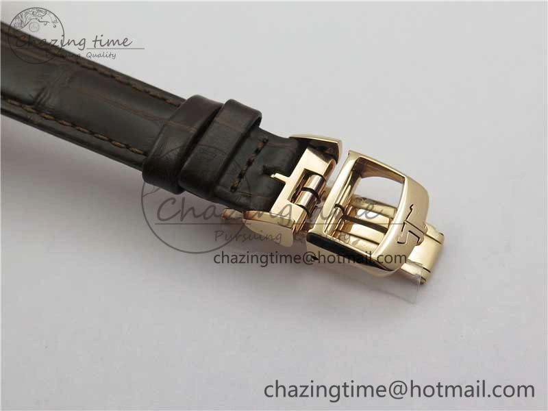 Rendez-Vous Night & Day RG ZF 1:1 Best Edition White Textured Dial Diamonds Bezel on Brown Leather Strap A Refined 7443