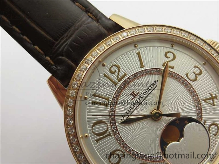 Rendez-Vous Night & Day RG ZF 1:1 Best Edition White Textured Dial Diamonds Bezel on Brown Leather Strap A Refined 7443