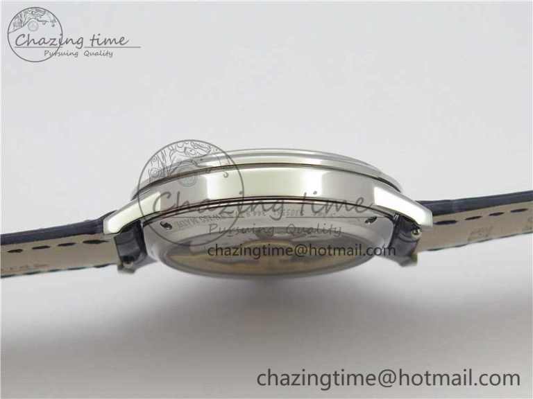 FastDry Rendez-Vous Night & Day SS Polished Bezel ZF 1:1 Best Edition White Textured Dial on Blue Leather Strap A 7453