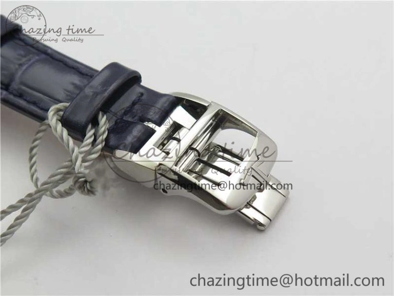 FastDry Rendez-Vous Night & Day SS Polished Bezel ZF 1:1 Best Edition White Textured Dial on Blue Leather Strap A 7453
