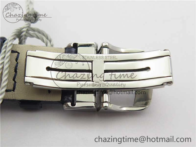 FastDry Rendez-Vous Night & Day SS Polished Bezel ZF 1:1 Best Edition White Textured Dial on Blue Leather Strap A 7453