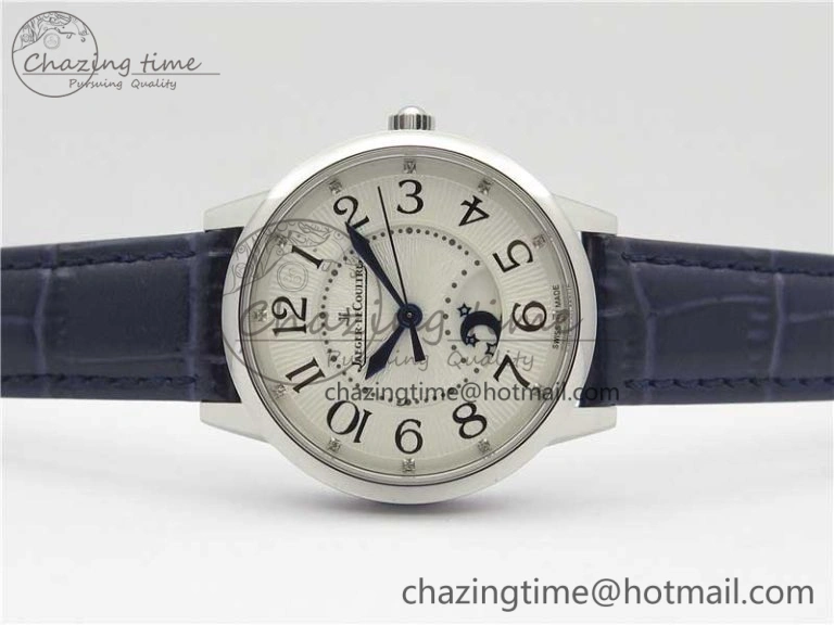 FastDry Rendez-Vous Night & Day SS Polished Bezel ZF 1:1 Best Edition White Textured Dial on Blue Leather Strap A 7453