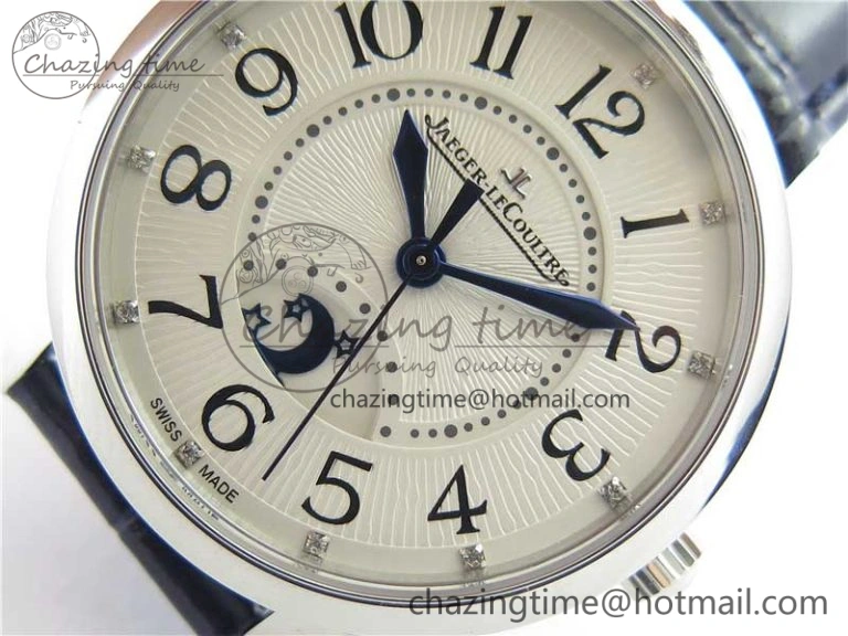 FastDry Rendez-Vous Night & Day SS Polished Bezel ZF 1:1 Best Edition White Textured Dial on Blue Leather Strap A 7453