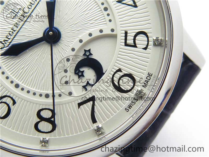 FastDry Rendez-Vous Night & Day SS Polished Bezel ZF 1:1 Best Edition White Textured Dial on Blue Leather Strap A 7453