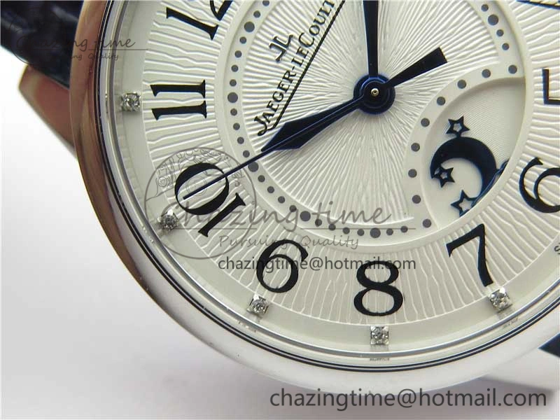 FastDry Rendez-Vous Night & Day SS Polished Bezel ZF 1:1 Best Edition White Textured Dial on Blue Leather Strap A 7453