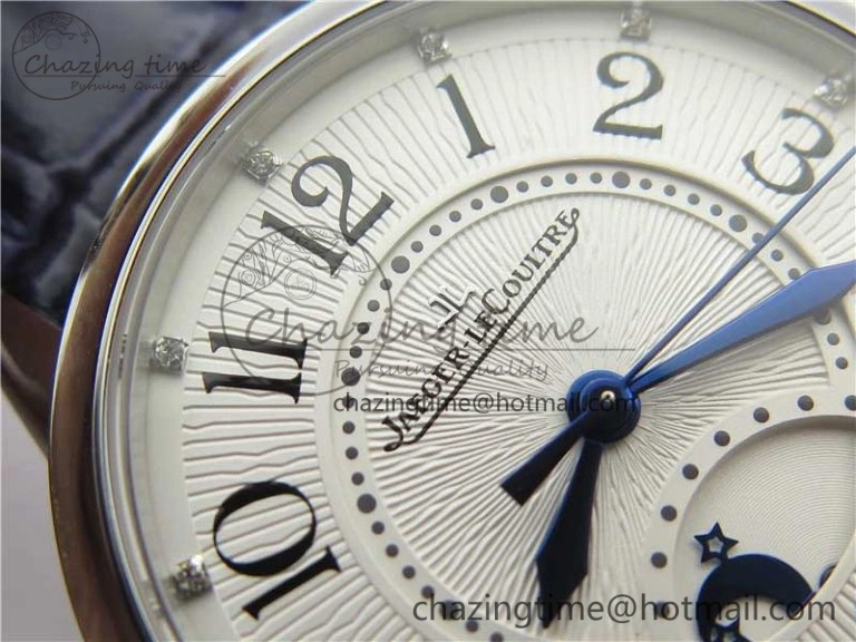 FastDry Rendez-Vous Night & Day SS Polished Bezel ZF 1:1 Best Edition White Textured Dial on Blue Leather Strap A 7453
