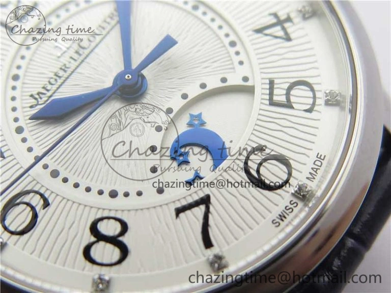 FastDry Rendez-Vous Night & Day SS Polished Bezel ZF 1:1 Best Edition White Textured Dial on Blue Leather Strap A 7453