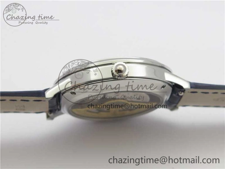 FastDry Rendez-Vous Night & Day SS Polished Bezel ZF 1:1 Best Edition White Textured Dial on Blue Leather Strap A 7453