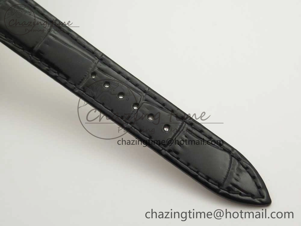 QuickDry Rendez-Vous Night & Day SS ZF 1:1 Best Edition White Textured Dial Diamonds Bezel on Black Leather Strap A 10585