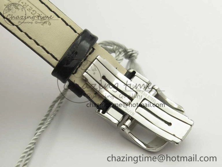 QuickDry Rendez-Vous Night & Day SS ZF 1:1 Best Edition White Textured Dial Diamonds Bezel on Black Leather Strap A 10585