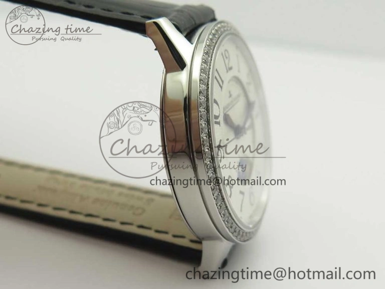 QuickDry Rendez-Vous Night & Day SS ZF 1:1 Best Edition White Textured Dial Diamonds Bezel on Black Leather Strap A 10585