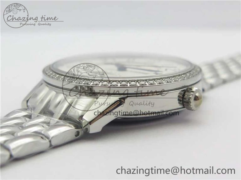 Sporty Rendez-Vous Night & Day SS ZF 1:1 Best Edition WhiteTextured Dial Diamonds Bezel on SS Bracelet A 7451