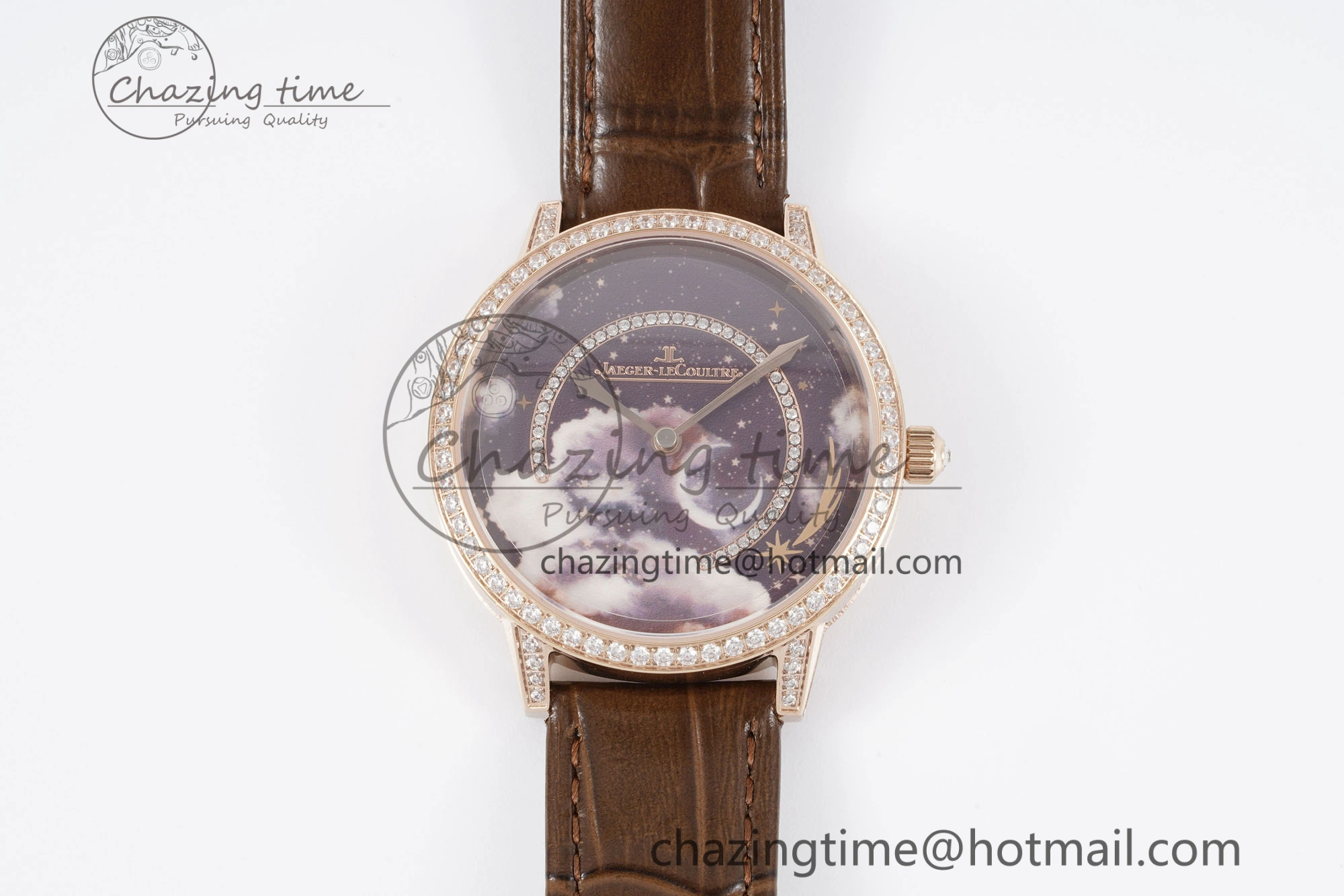 Functional Rendez-Vous Star RG KZF 1:1 Best Edition Brown Star Dial Diamonds Bezel on Brown Leather Strap A 10171