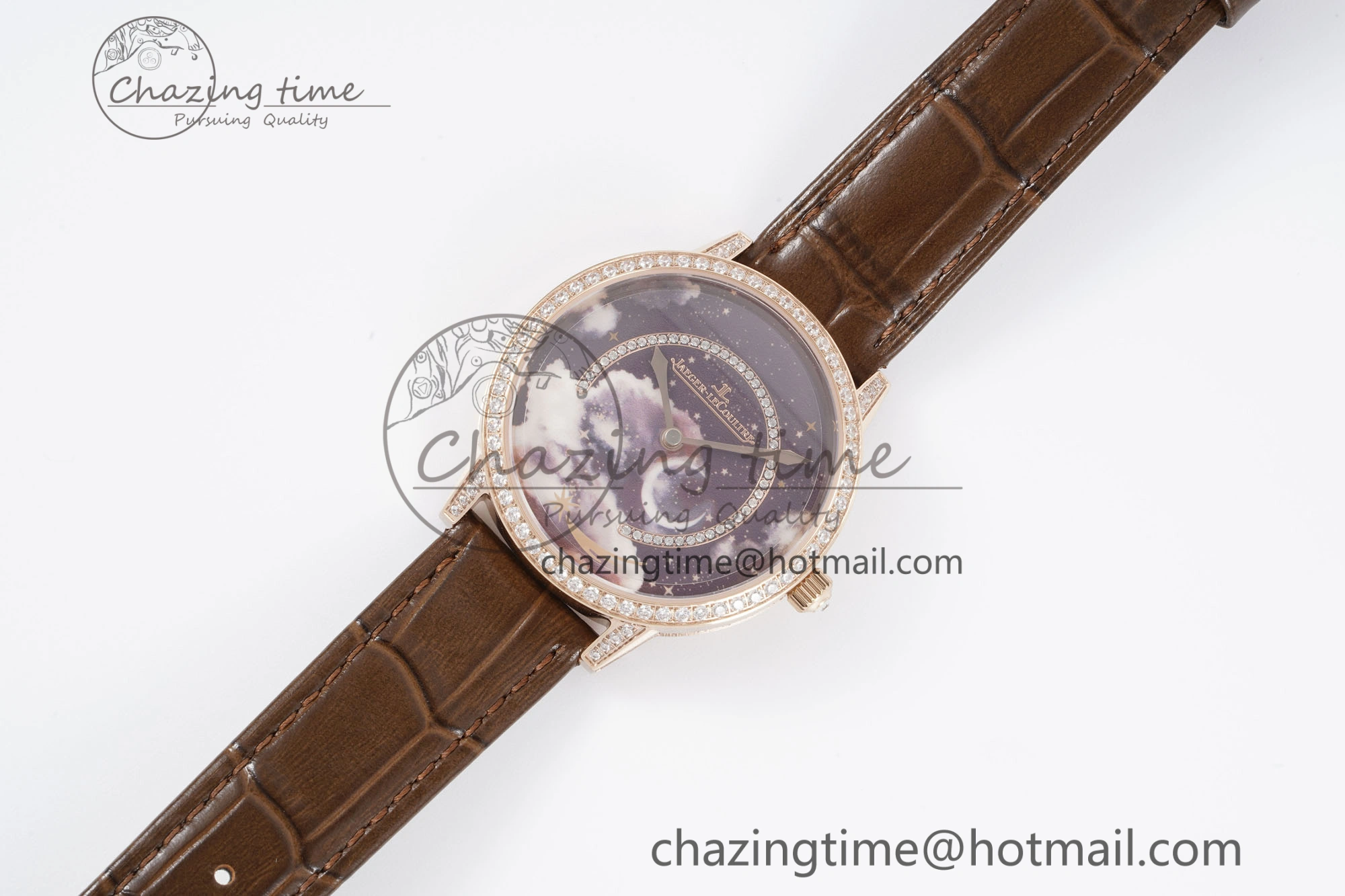 Functional Rendez-Vous Star RG KZF 1:1 Best Edition Brown Star Dial Diamonds Bezel on Brown Leather Strap A 10171