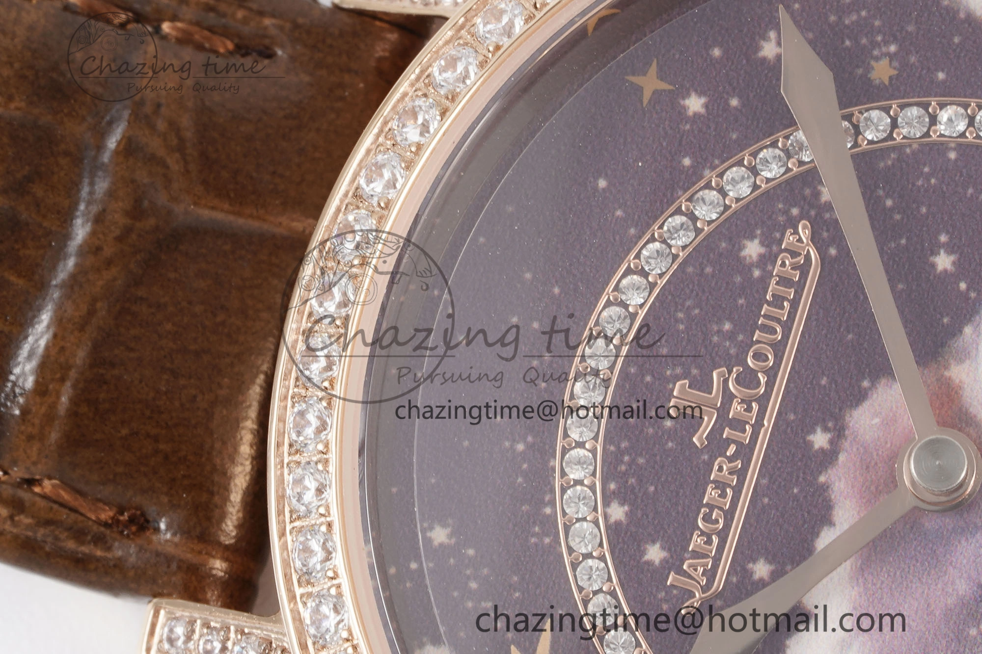 Functional Rendez-Vous Star RG KZF 1:1 Best Edition Brown Star Dial Diamonds Bezel on Brown Leather Strap A 10171
