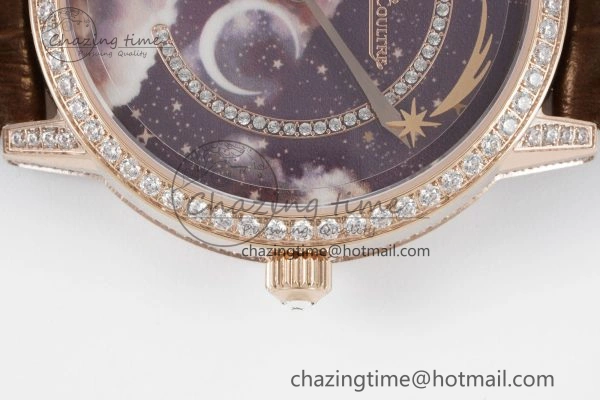 Functional Rendez-Vous Star RG KZF 1:1 Best Edition Brown Star Dial Diamonds Bezel on Brown Leather Strap A 10171