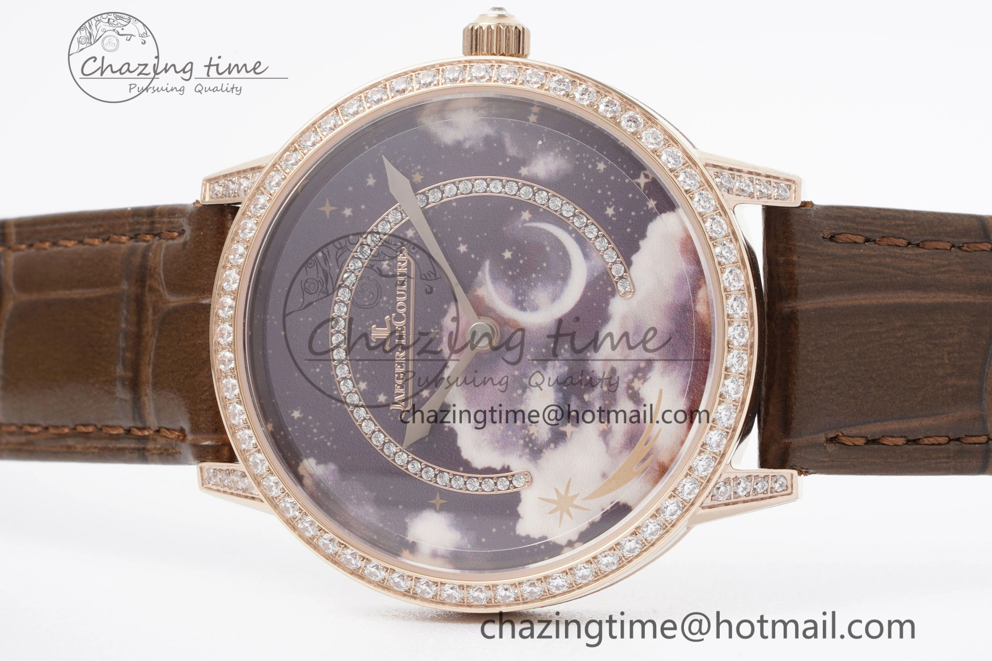 Functional Rendez-Vous Star RG KZF 1:1 Best Edition Brown Star Dial Diamonds Bezel on Brown Leather Strap A 10171