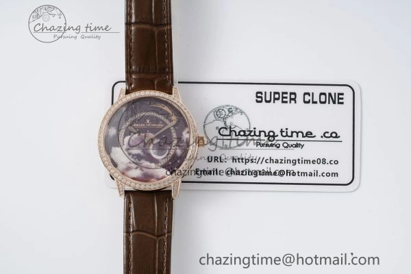 Functional Rendez-Vous Star RG KZF 1:1 Best Edition Brown Star Dial Diamonds Bezel on Brown Leather Strap A 10171