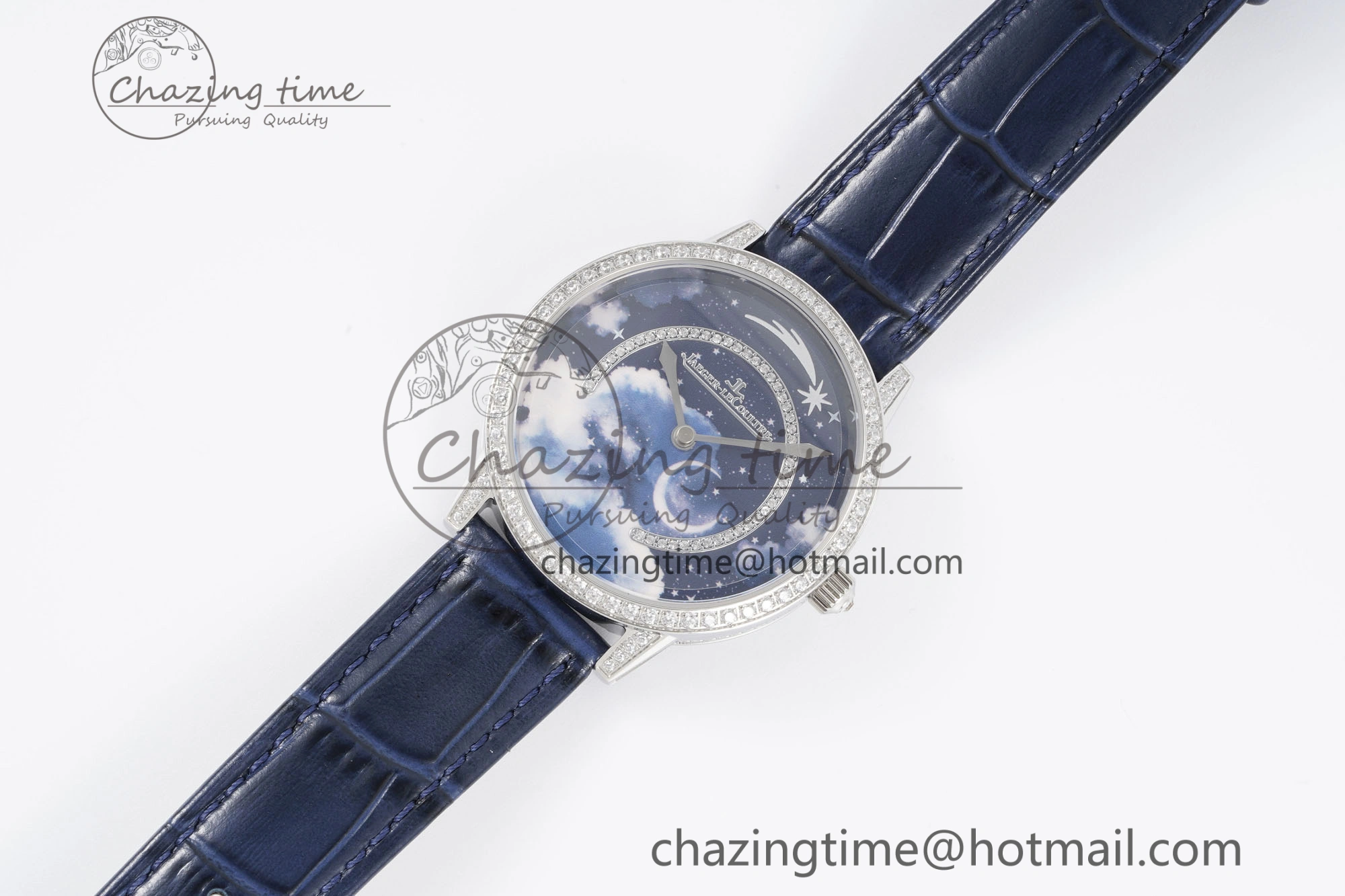Rendez-Vous Star SS KZF 1:1 Best Edition Blue Star Dial Diamonds Bezel on Blue Leather Strap A TravelReady 7421