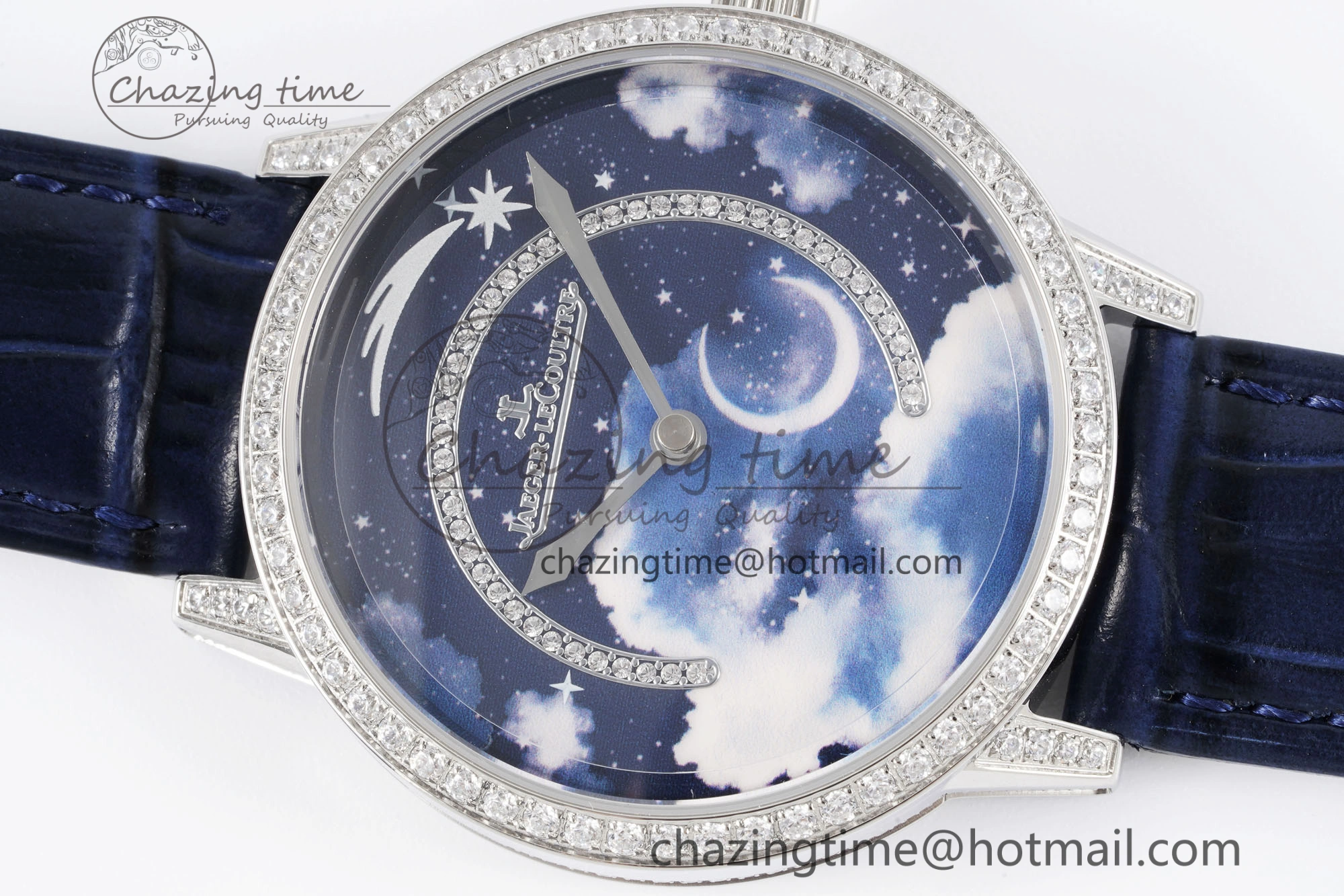 Rendez-Vous Star SS KZF 1:1 Best Edition Blue Star Dial Diamonds Bezel on Blue Leather Strap A TravelReady 7421