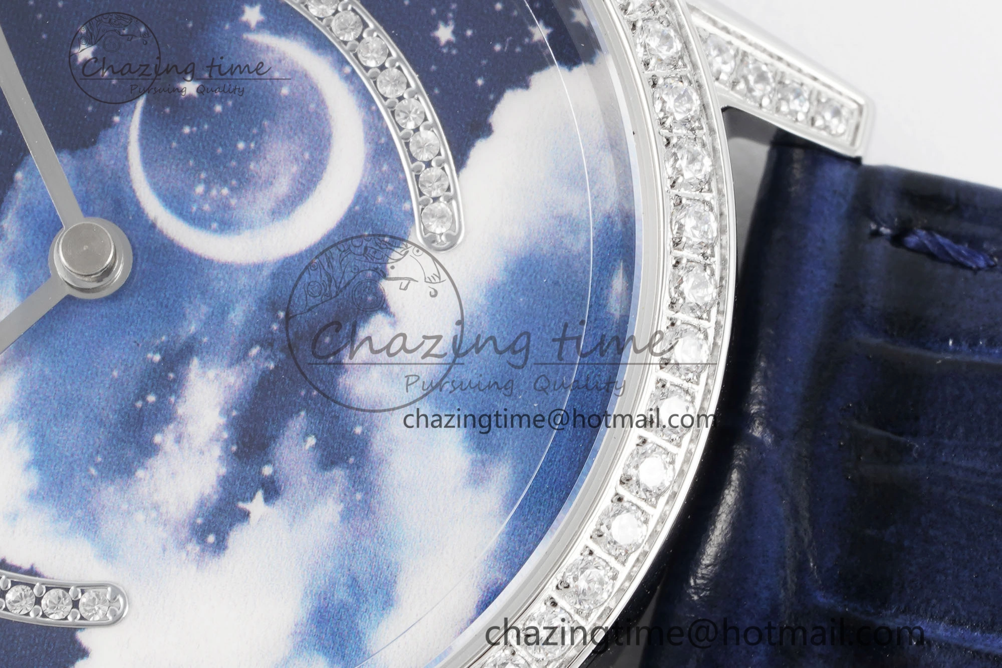 Rendez-Vous Star SS KZF 1:1 Best Edition Blue Star Dial Diamonds Bezel on Blue Leather Strap A TravelReady 7421