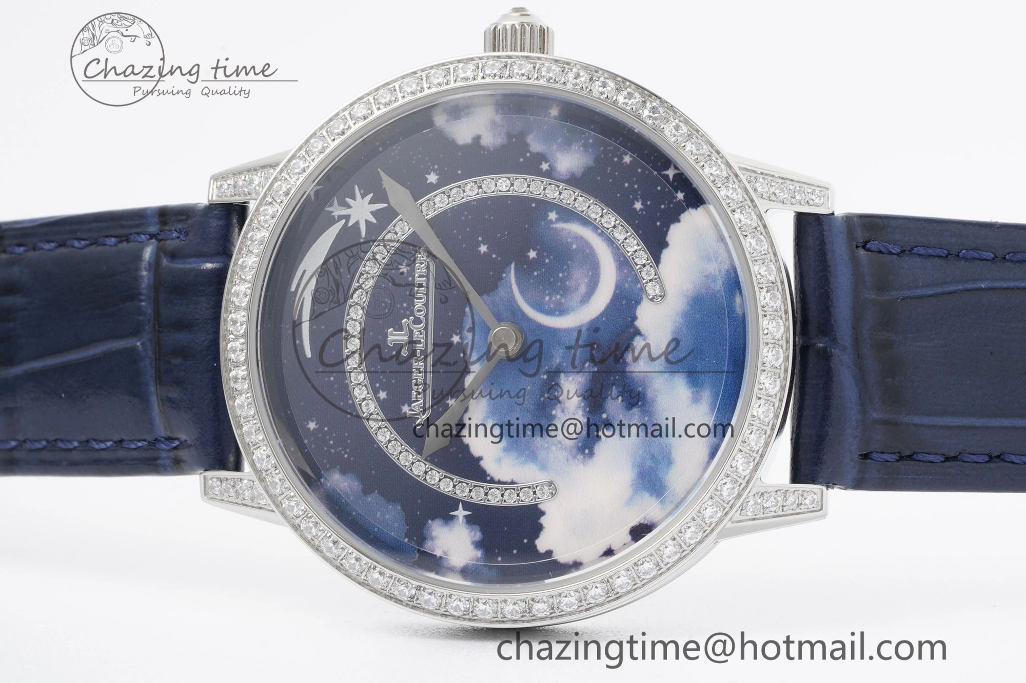 Rendez-Vous Star SS KZF 1:1 Best Edition Blue Star Dial Diamonds Bezel on Blue Leather Strap A TravelReady 7421