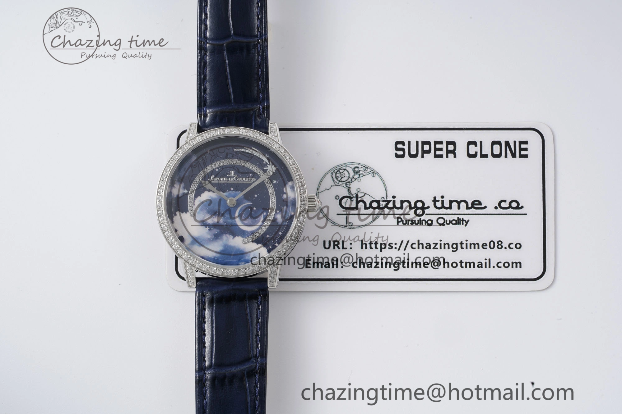 Rendez-Vous Star SS KZF 1:1 Best Edition Blue Star Dial Diamonds Bezel on Blue Leather Strap A TravelReady 7421