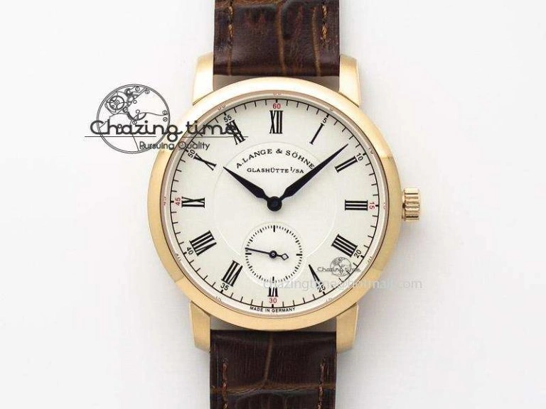 FashionForward Richard Lange MK Best Edition RG White Dial Roman Markers Sec@6 On Brown Leather Strap A 4196