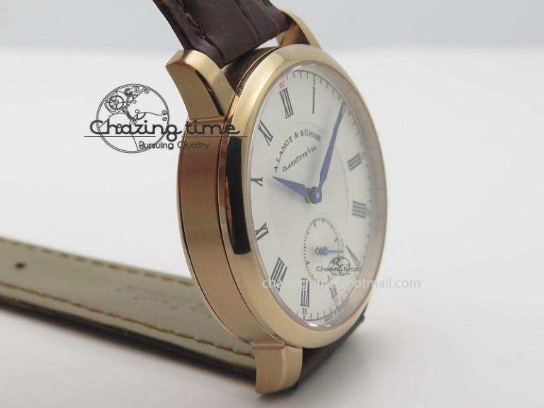 FashionForward Richard Lange MK Best Edition RG White Dial Roman Markers Sec@6 On Brown Leather Strap A 4196