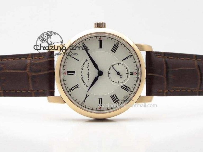 FashionForward Richard Lange MK Best Edition RG White Dial Roman Markers Sec@6 On Brown Leather Strap A 4196