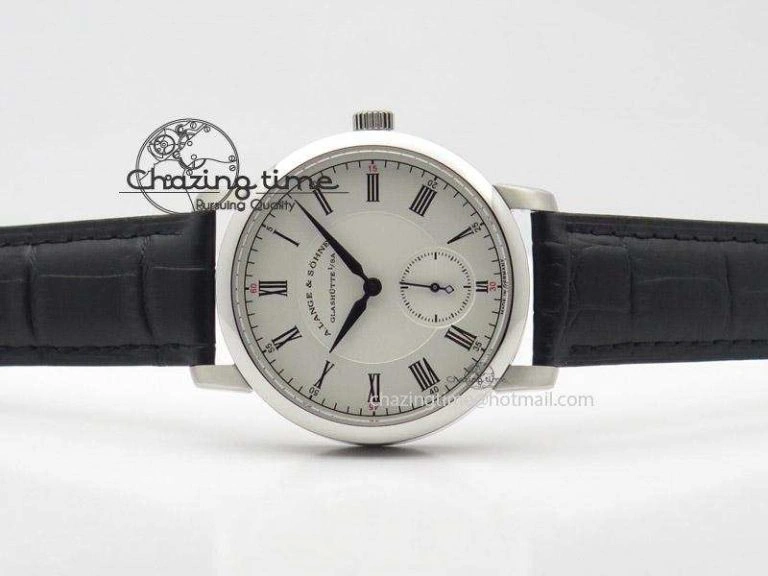 ComfortFit Richard Lange MK Best Edition SS White Dial Roman Markers Sec@6 On Black Leather Strap A 4203