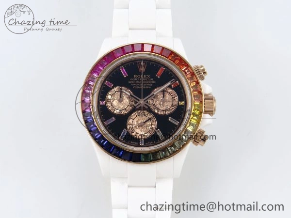 Thermal Rolex Daytona Rainbow 40mm Cer Cer Black Dial NOOB SA4130 Super Clone 1732