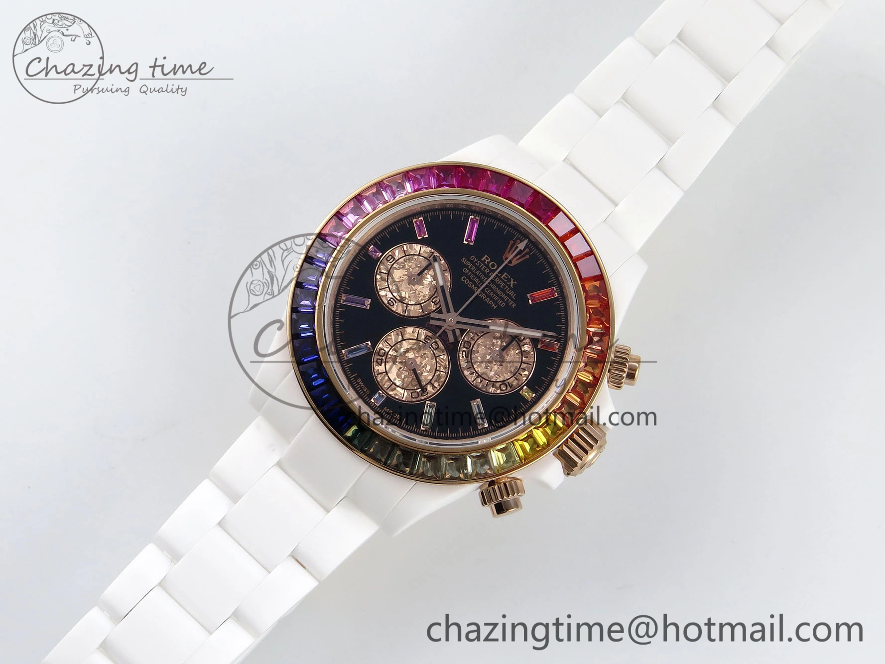 Thermal Rolex Daytona Rainbow 40mm Cer Cer Black Dial NOOB SA4130 Super Clone 1732