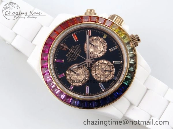 Thermal Rolex Daytona Rainbow 40mm Cer Cer Black Dial NOOB SA4130 Super Clone 1732