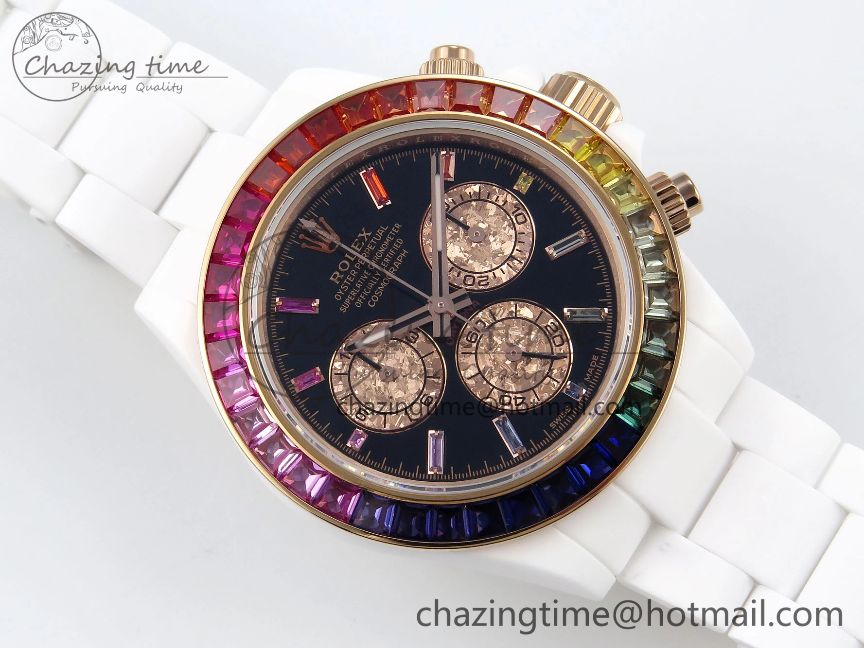 Thermal Rolex Daytona Rainbow 40mm Cer Cer Black Dial NOOB SA4130 Super Clone 1732