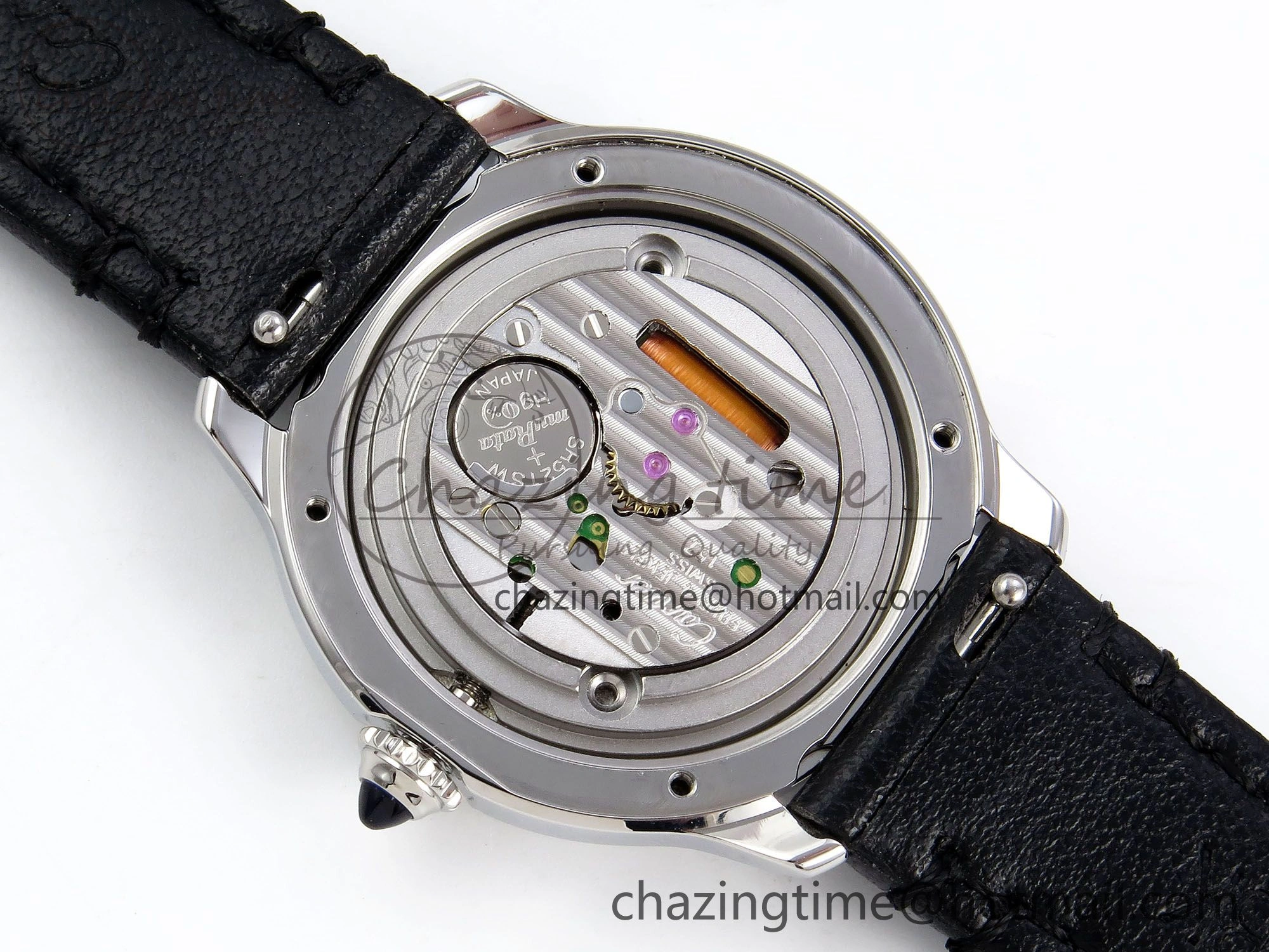 Elegant Ronde De Cartier 29mm DRF 1:1 Best Edition Sandblasted Silver-Plated White Dial on Black Leather Strap Ronda Quartz 5976